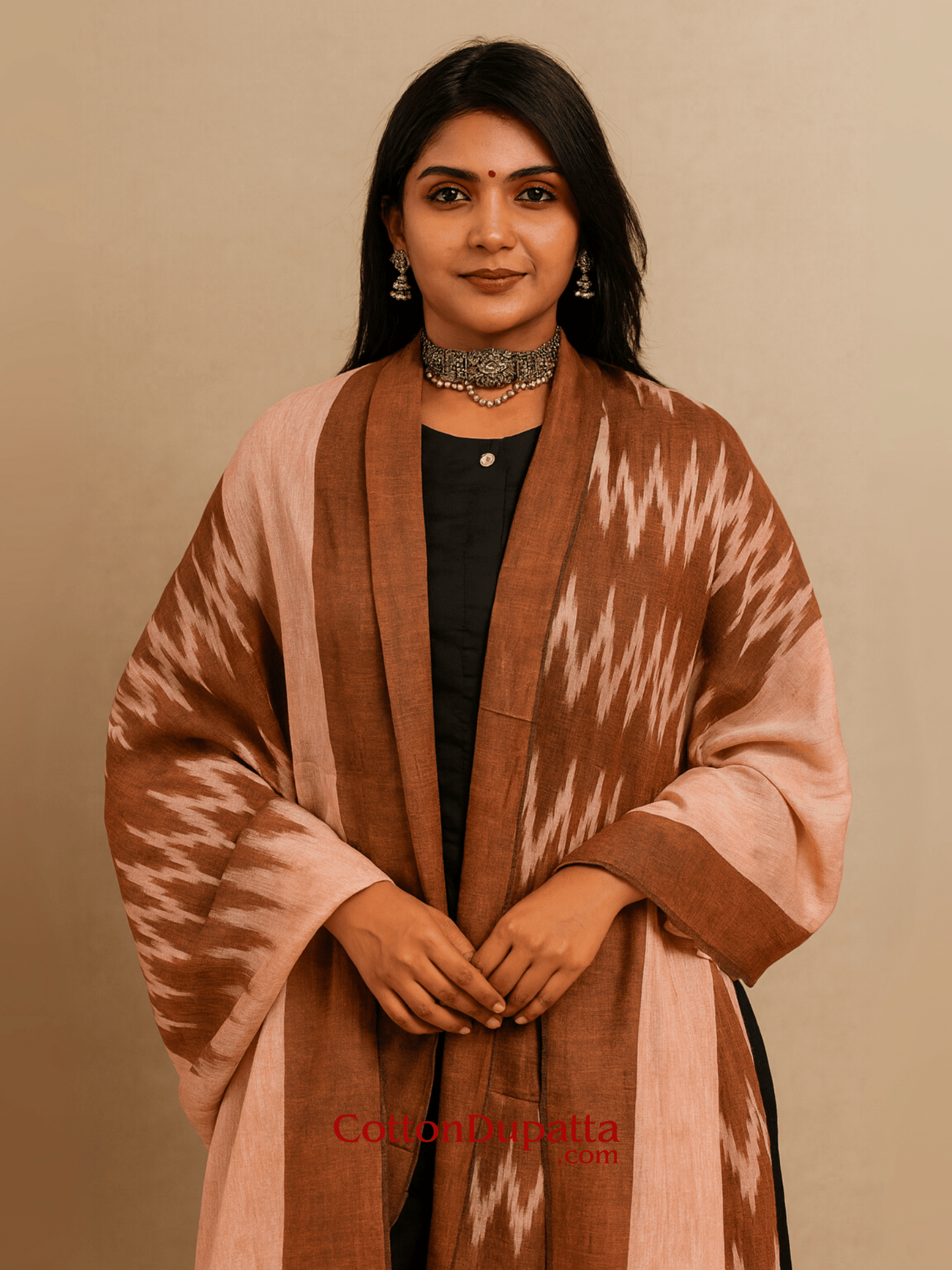 Cotton Dupatta Women's Ikkat Printed Soft Cotton Dupatta – Lightweight & Stylish Ethnic Wrap | DUP016