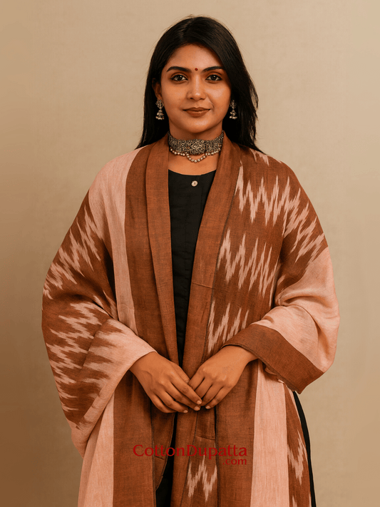 Cotton Dupatta Women's Ikkat Printed Soft Cotton Dupatta – Lightweight & Stylish Ethnic Wrap | DUP016