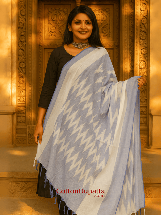 Cotton Dupatta Women's Ikkat Printed Soft Cotton Dupatta – Lightweight & Stylish Ethnic Wrap | DUP018