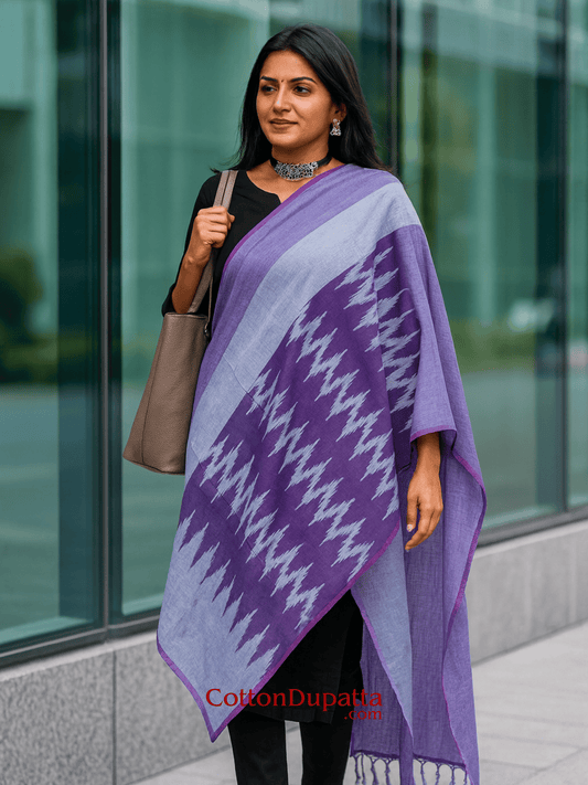 Cotton Dupatta Women's Ikkat Printed Soft Cotton Dupatta – Lightweight & Stylish Ethnic Wrap | DUP019