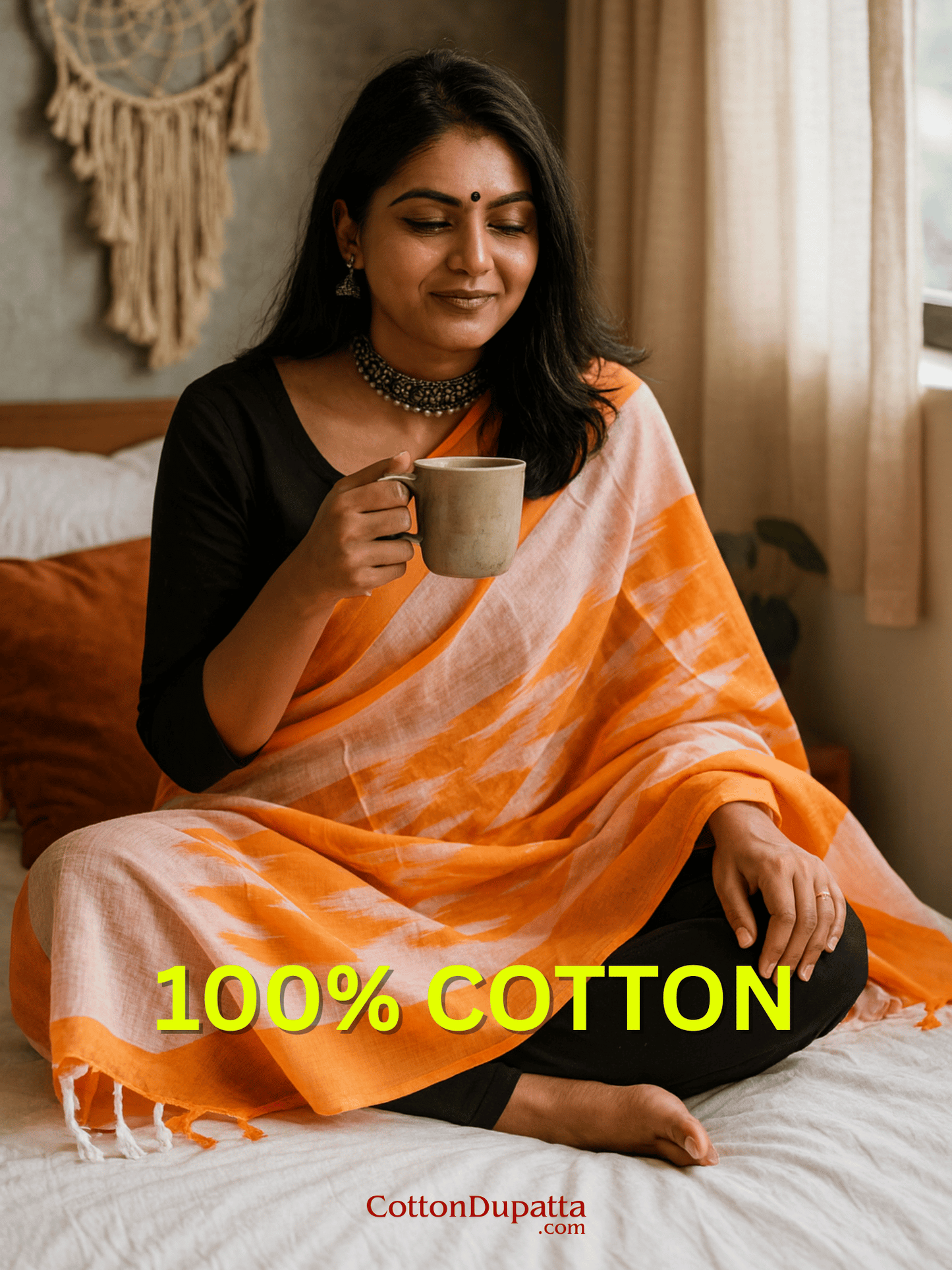 Cotton Dupatta Women's Ikkat Printed Soft Cotton Dupatta – Lightweight & Stylish Ethnic Wrap | DUP018