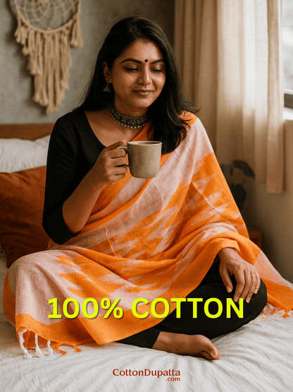 Cotton Dupatta Women's Ikkat Printed Soft Cotton Dupatta – Lightweight & Stylish Ethnic Wrap | DUP018